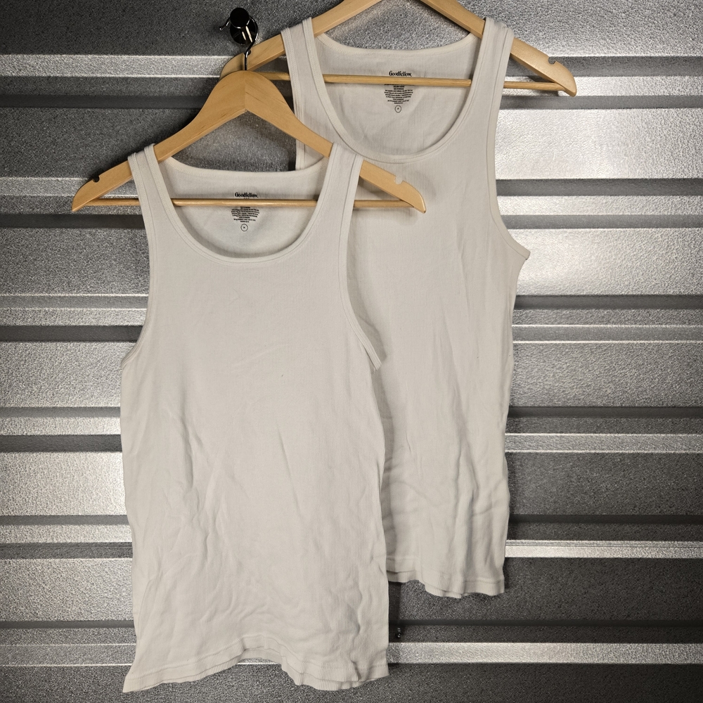 Pair of Goodfellow Ribbed White Tank Tops – Size M